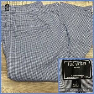 Todd Snyder Everyday‎ Gentlemens Houndstooth Pleated Pants Mens Large Blue White